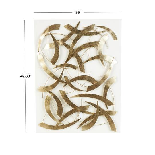 48" x 36" Gold & White Metal Abstract Metallic Curved Rod Wall Décor